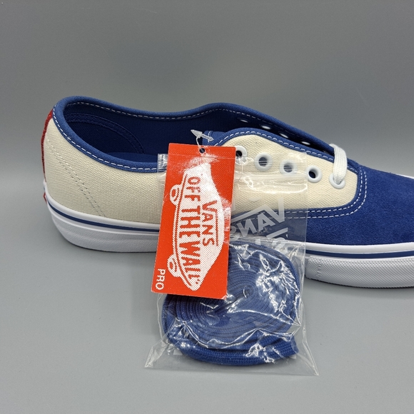 New Vans Authentic Pro Stv Navy Blue Classic White Red Men Size 7.5 = Women's 9 - Picture 2 of 11